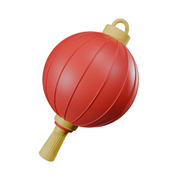 un rojo, esférico chino linterna con oro acentos flotadores en contra un transparente fondo, prestados en un liso, estilo 3d con suave, difundido Encendiendo. png