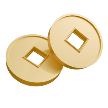 två gyllene, 3d mynt med fyrkant hål överlappning, gjutning mjuk skuggor på en transparent bakgrund, skapande en lyxig, lite upphöjd perspektiv. png