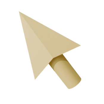 isometrico, color marrone chiaro cursore freccia con cilindrico base punti verso l'alto, getto morbido ombre su un' trasparente, sottilmente scacchi sfondo, la creazione di un' pulire, digitale estetico. png