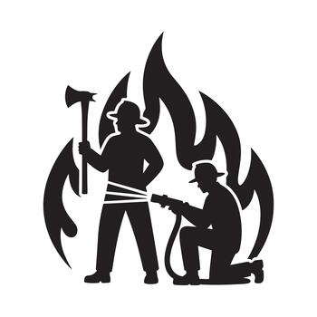 Firefighters battling a blaze a visual representation of courage and emergency response vector