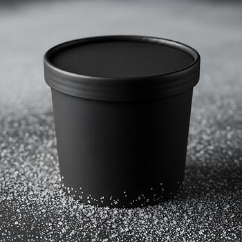 Blank Black Ice Cream Tub Mockup with Frost Ring photo
