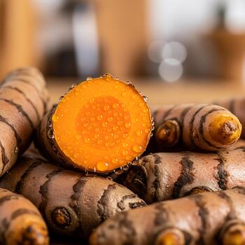 Clean Turmeric Root Macro with Bokeh Background photo