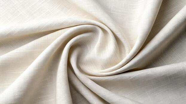 Close Up Of A Cream Colored Textured Fabric With Metallic Flecks Rolled Into A Swirl Pattern photo