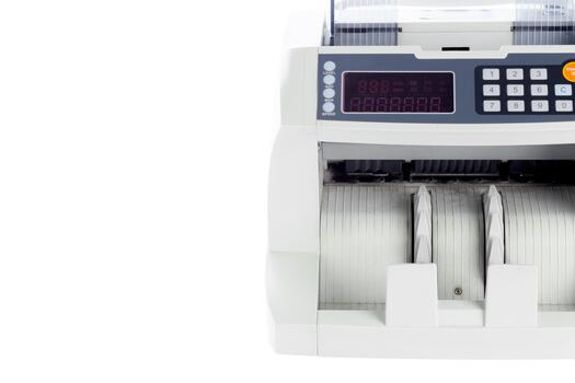 cuenta contando máquina mostrando números después contando moneda en un Finanzas oficina foto