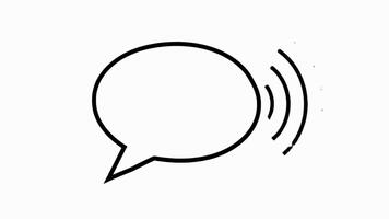 Tal bubbla ikon symboliserar kommunikation och ljud vågor representerar ett utgående signal eller utsända video