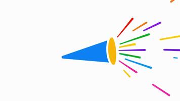 Vibrant abstract illustration of a party popper creating a dynamic burst of colorful lines, symbolizing joy, excitement, and festive celebrations on a clean white background video