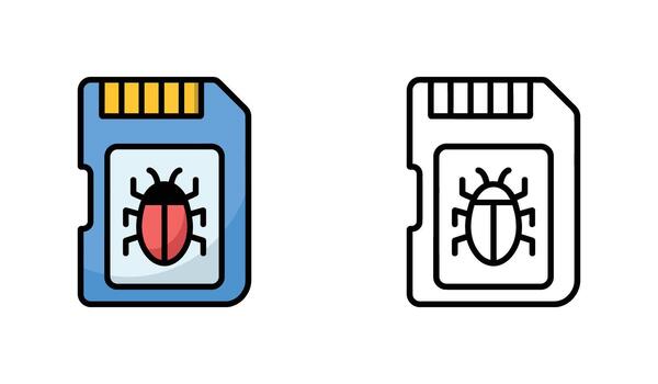 Bug Icon Design on Memory Card and USB Drive Icons vector
