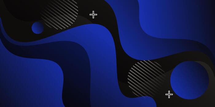 Dark 3D abstract background. Simple blue wave pattern with circles. Eps10 vector