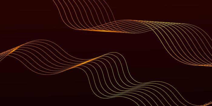 Dark red abstract background. Futuristic technology gold lines background with wavy light effect. eps10 vector