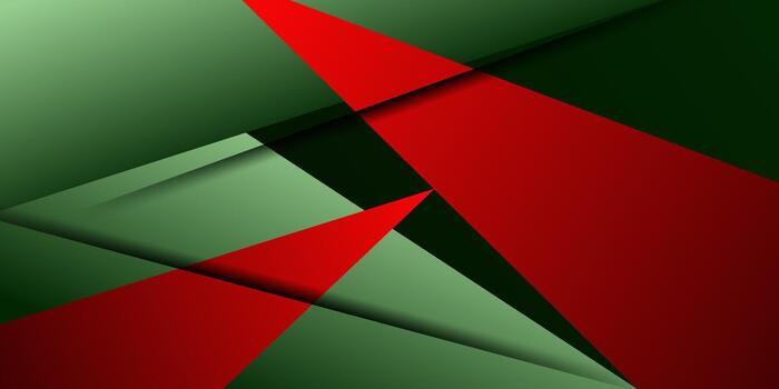 Bright paper cut abstract background with a combination of red gradient green square patterns and soft triangles in the background. Eps10 vector
