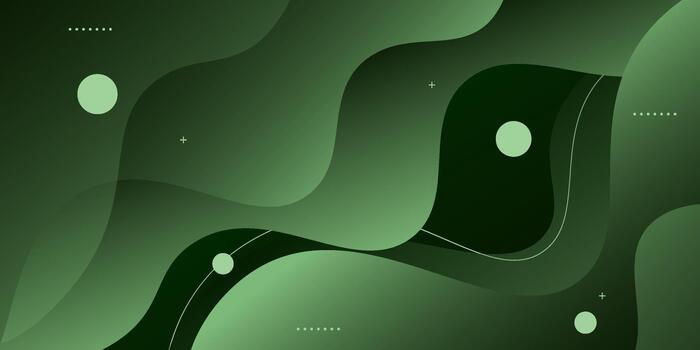 Abstract green wave background. Minimalist dynamic color wave pattern with shadows. Eps10 vector