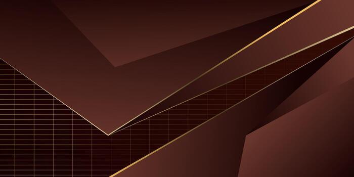Trendy brown background with overlapping abstract squares. Overlapping gold gradient line design pattern. Dark banner background. eps10 vector