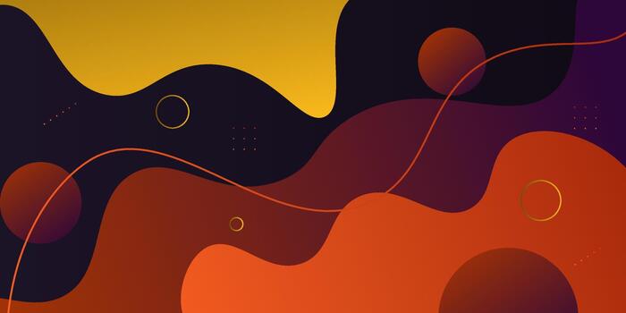 Abstract background with yellow and orange fluid waves. Trendy wave shapes with a dark horizontal design. eps10. vector