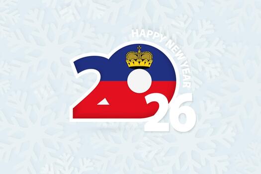 New Year 2026 for Liechtenstein on snowflake background. vector