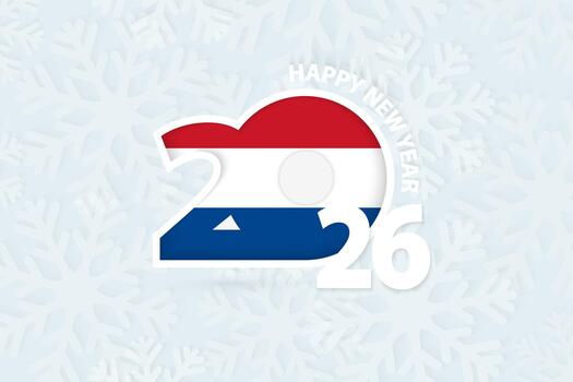 New Year 2026 for Netherlands on snowflake background. vector
