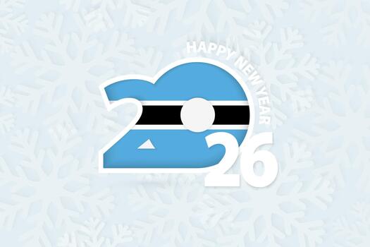 New Year 2026 for Botswana on snowflake background. vector