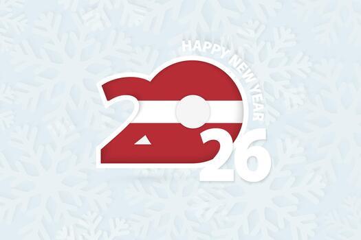 New Year 2026 for Latvia on snowflake background. vector