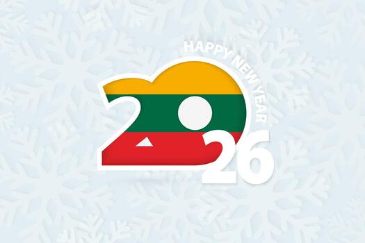 New Year 2026 for Lithuania on snowflake background. vector