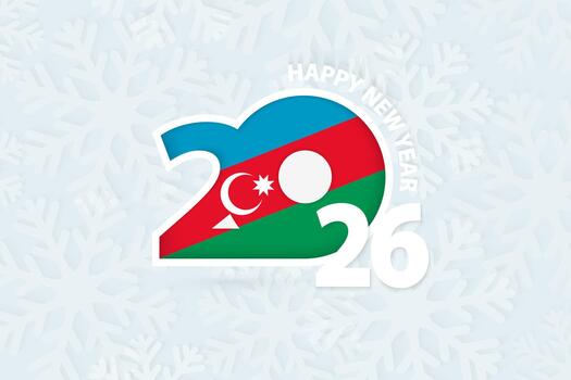 New Year 2026 for Azerbaijan on snowflake background. vector