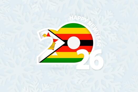 New Year 2026 for Zimbabwe on snowflake background. vector