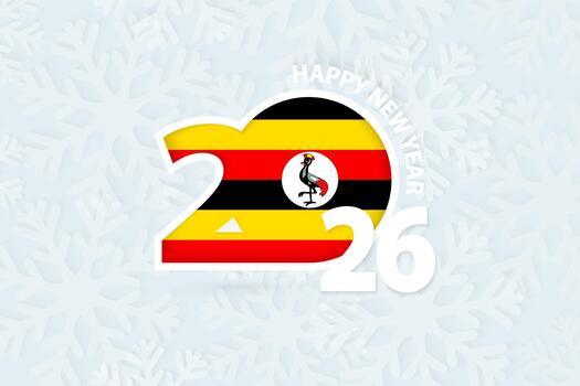 New Year 2026 for Uganda on snowflake background. vector