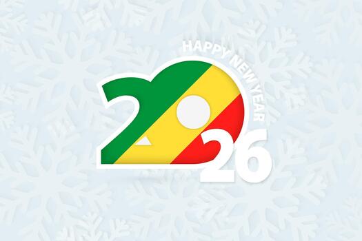 New Year 2026 for Congo on snowflake background. vector