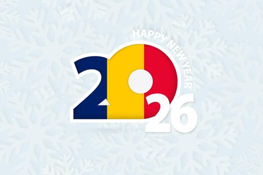 New Year 2026 for Chad on snowflake background. vector