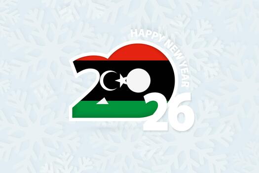 New Year 2026 for Libya on snowflake background. vector