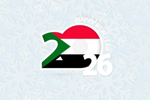 New Year 2026 for Sudan on snowflake background. vector