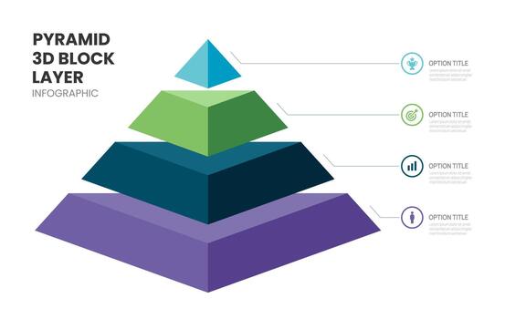 3d pirámide bloquear capas negocio infografía modelo con 4 4 pasos modelo. vector