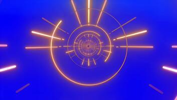 abstrakt neon tunnel med cirkulär geometrisk mönster och ljus strålar. video
