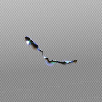 Small tear or puncture mark on a textured gray surface creating a subtle abstract background element vector