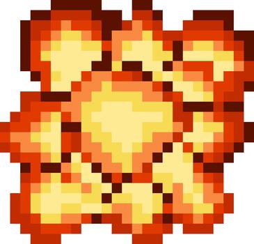 Pixel art explosion creating a fiery blast effect vector