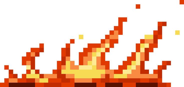 Pixel art fire creating retro game effect vector