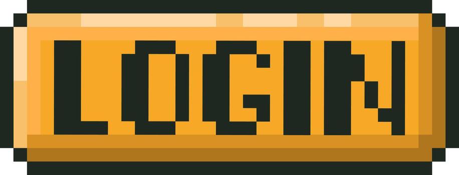 Pixel art login button user interface design vector