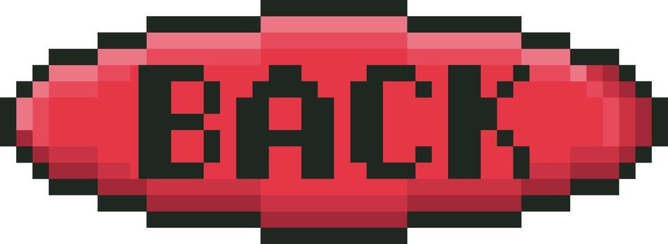 Pixel art back button for retro gaming interface vector