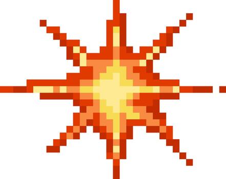 Pixel art explosion effect creating dynamic blast vector
