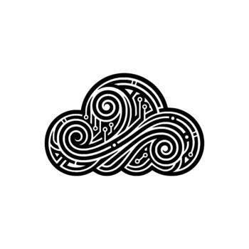 intrincado nube emblema representando digital circuitería y interconectado nodos un estilizado representando avanzado comunicación redes y tecnológico innovación vector
