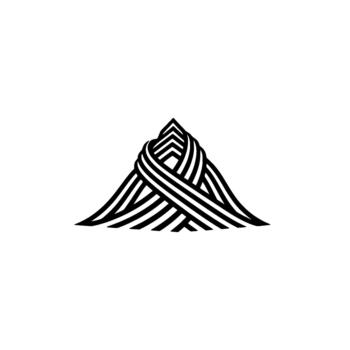 Stylized mountain peak emblem showcasing layered linear patterns and intricate geometric detailing for corporate identity concepts vector