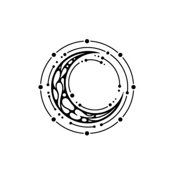 Abstract circuit network emblem showcasing interconnected nodes and flowing lines in a dynamic circular representing digital innovation concepts vector