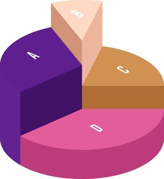 3D pie chart showing data division analysis vector