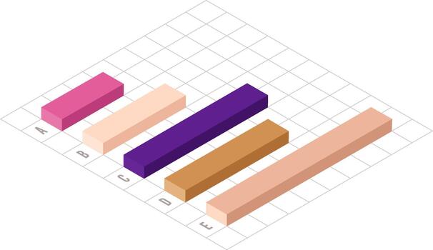 Isometric bar chart showing statistical data analysis vector