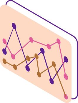Isometric line graph visualizing financial data and trends vector