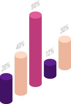 isométrica bar grafico demostración datos análisis y Estadísticas vector