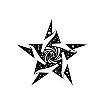 Stylized starburst emblem showcasing intricate geometric patterns and celestial elements representing advanced technological innovation and futuristic principles vector