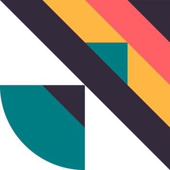 Geometric composition with diagonal lines and colorful shapes vector