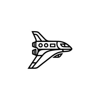 Spacecraft illustration showcasing a streamlined rocket ship in a minimalist line art style representing futuristic exploration and advanced space travel concepts vector