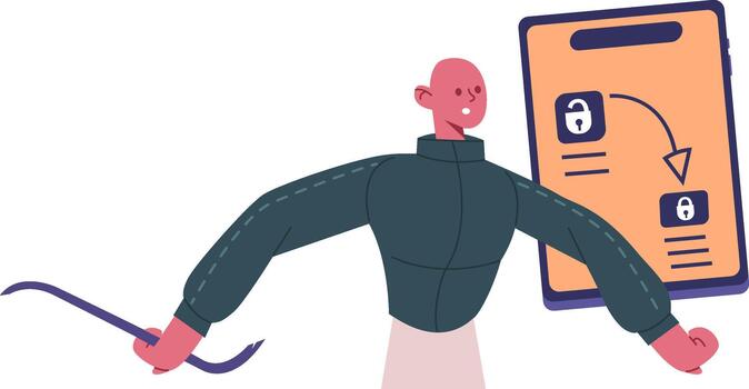 hacker participación palanca rotura dentro digital seguridad sistema vector