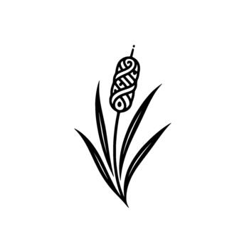 estilizado espadaña ilustración en intrincado lineal representando natural crecimiento y humedal ecosistemas para marca y ambiental temas vector