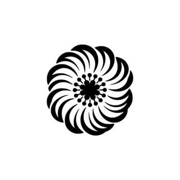 Stylized radial emblem depicting intricate swirling patterns and a central focal point representing advanced technological innovation and complex system vector